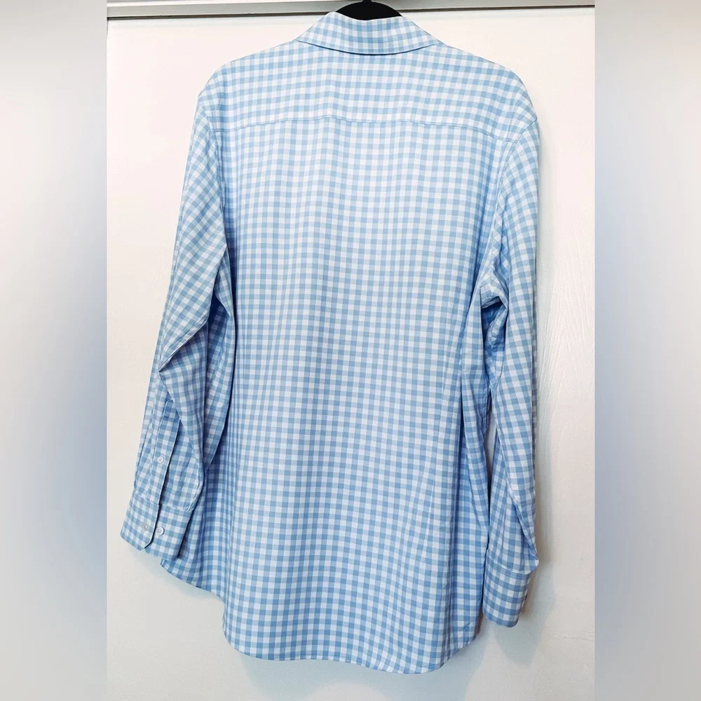 Mizzen+Main Leeward Dress Shirt in Light Blue Gingham, Size L, Classic Fit - Picture 6 of 13
